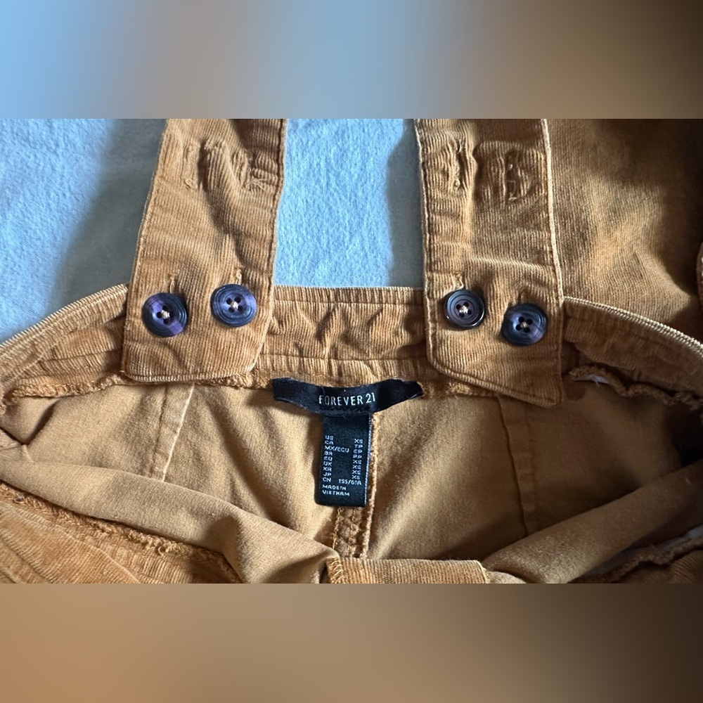 Forever 21 Mustard Brown 70’s style Corduroy Button-Front Jumpsuit - Picture 4 of 4